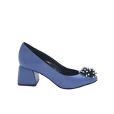 Pantofi din piele blue cu toc imbracat Giulia