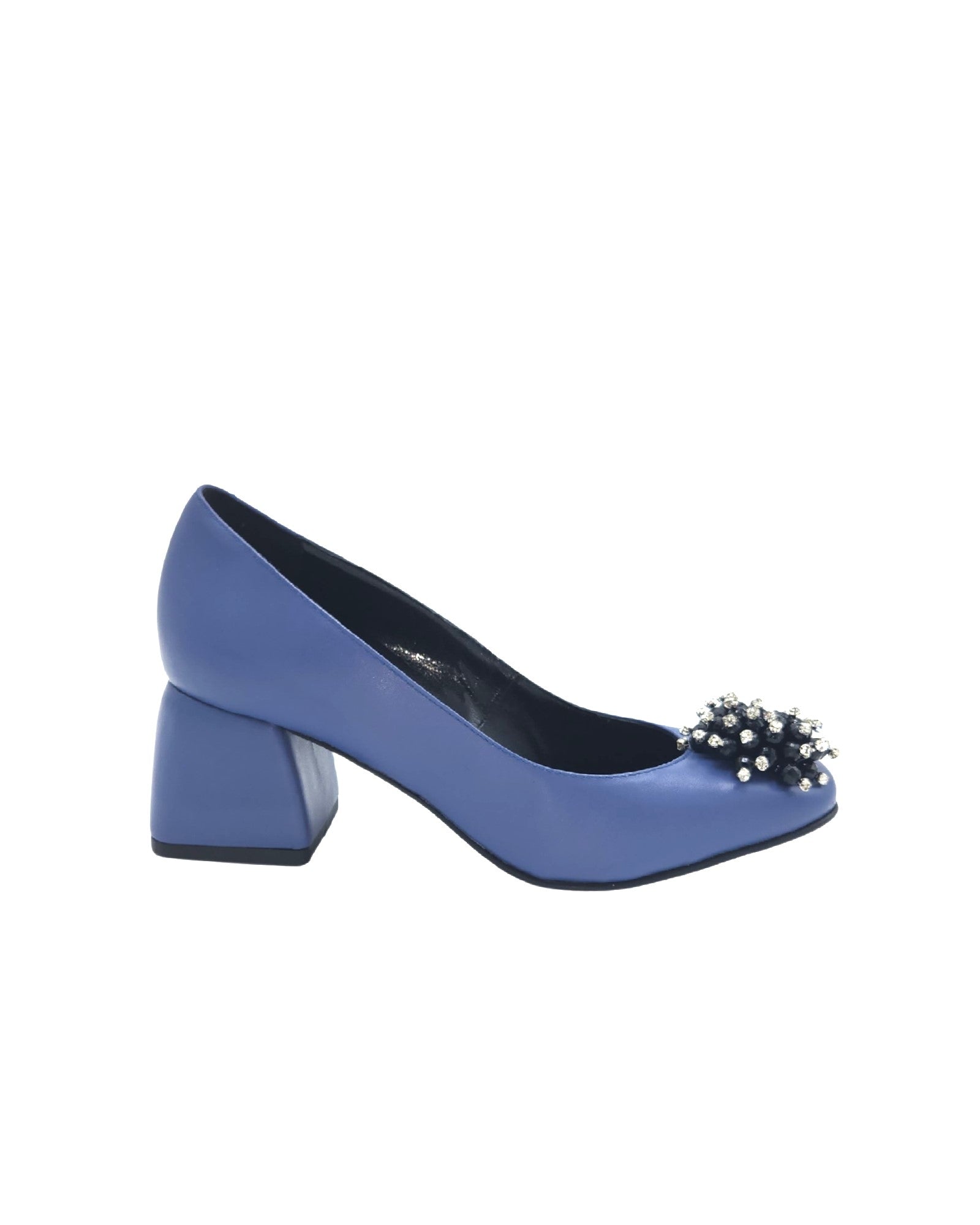 Pantofi din piele blue cu toc imbracat Giulia