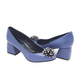 Pantofi din piele blue cu toc imbracat Giulia