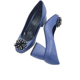Pantofi din piele blue cu toc imbracat Giulia