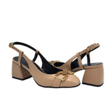 Pantofi din piele cu accesorii Emily cappuccino