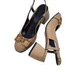 Pantofi din piele cu accesorii Emily cappuccino