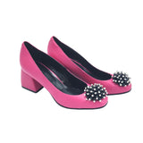 Pantofi din piele fucsia cu toc imbracat Giulia