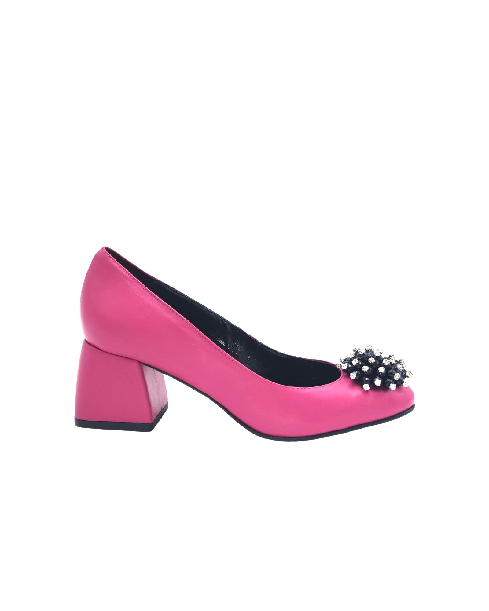 Pantofi din piele fucsia cu toc imbracat Giulia