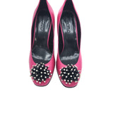 Pantofi din piele fucsia cu toc imbracat Giulia