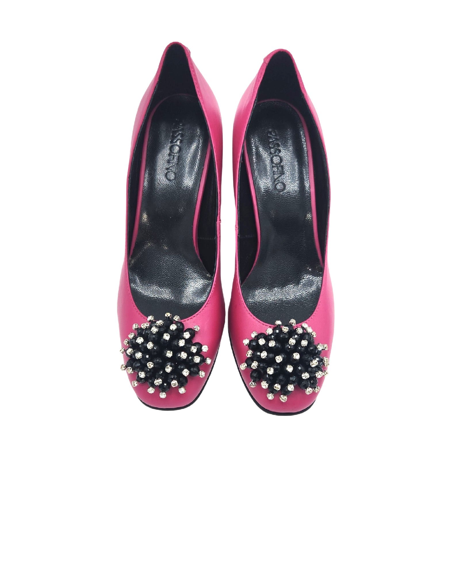Pantofi din piele fucsia cu toc imbracat Giulia