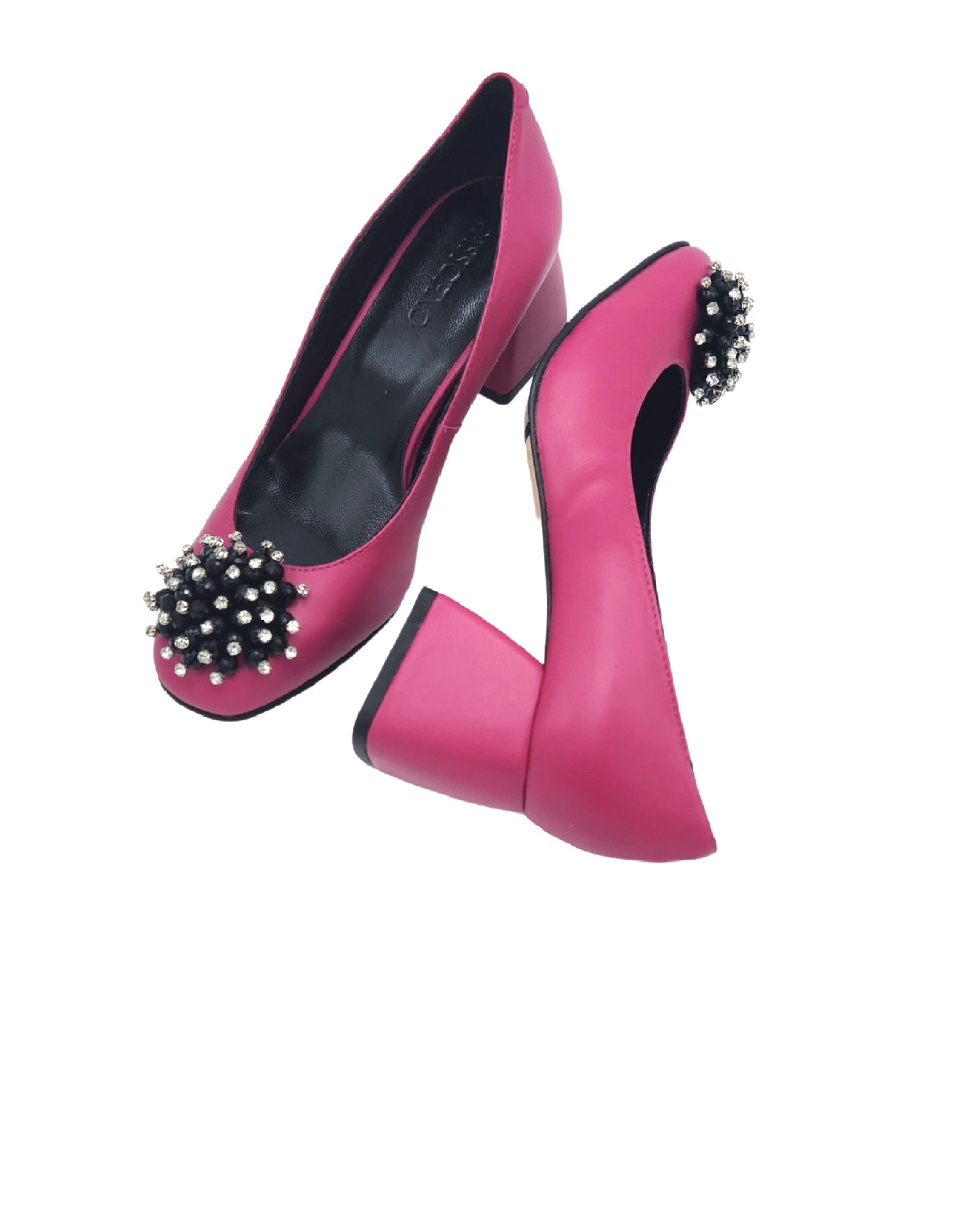 Pantofi din piele fucsia cu toc imbracat Giulia