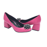 Pantofi din piele fucsia cu toc imbracat Giulia