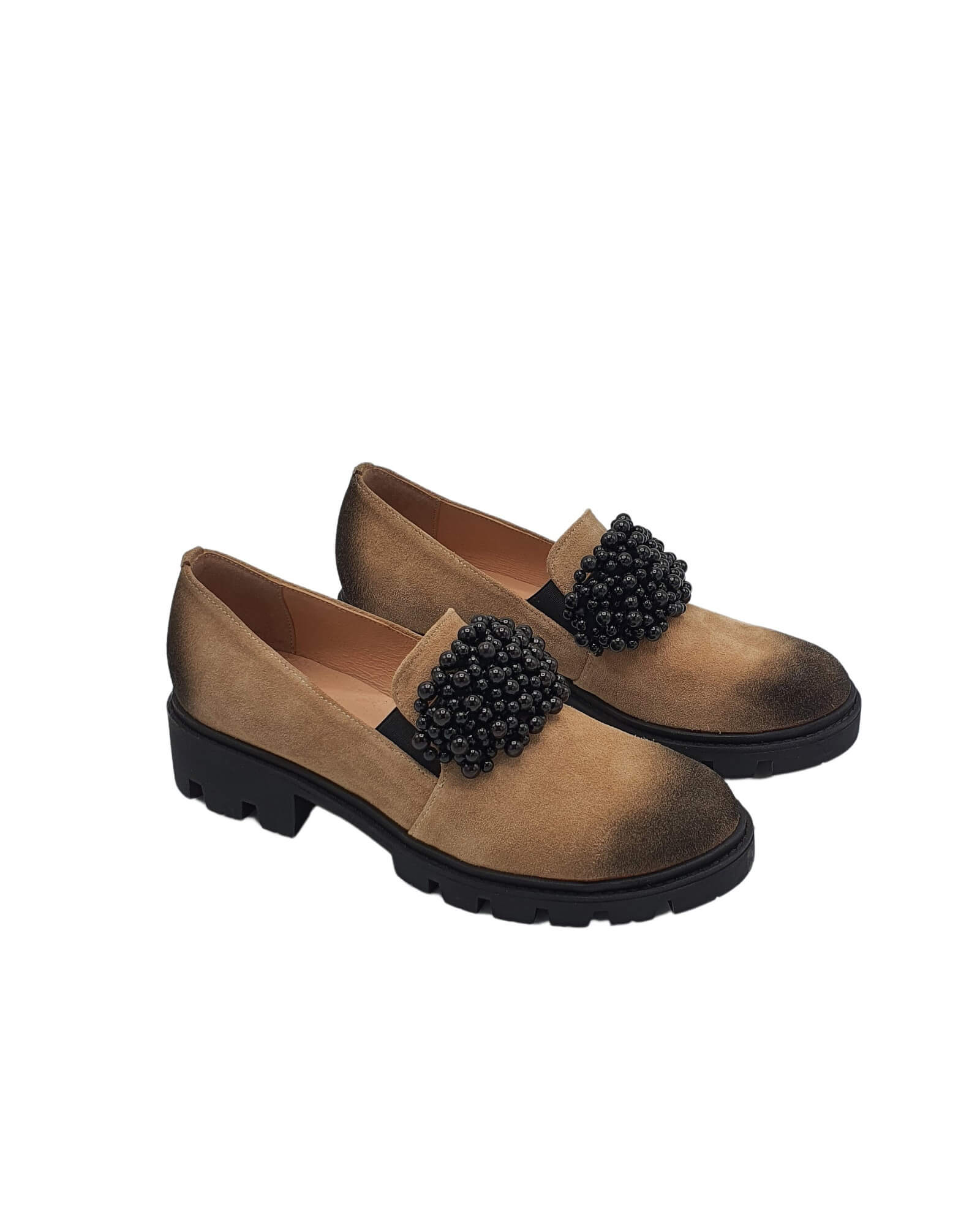 Pantofi din piele intoarsa Anya Nude