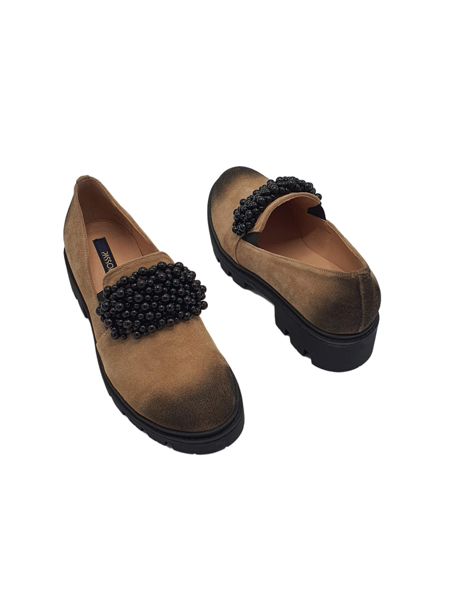 Pantofi din piele intoarsa Anya Nude