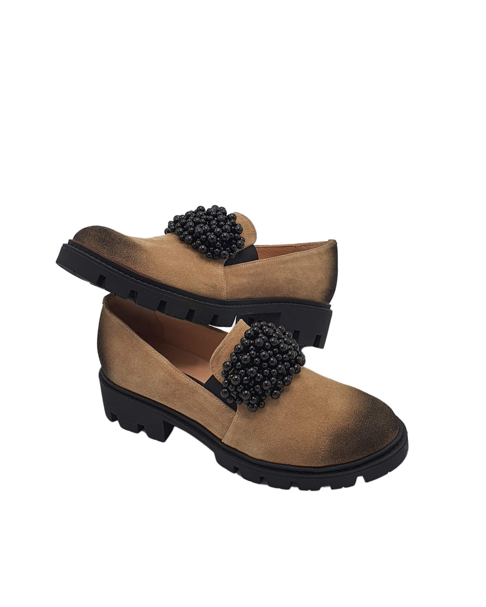 Pantofi din piele intoarsa Anya Nude