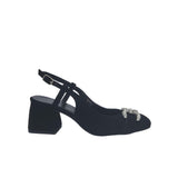 Pantofi din piele intoarsa cu accesorii Emily negru