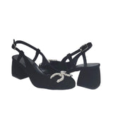 Pantofi din piele intoarsa cu accesorii Emily negru