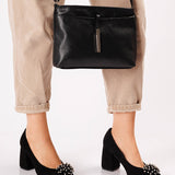 Pantofi din piele intoarsa cu accesoriu Marina Black