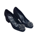 Pantofi din piele intoarsa cu accesoriu Marina Black