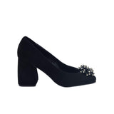 Pantofi din piele intoarsa cu accesoriu Marina Black