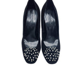 Pantofi din piele intoarsa cu accesoriu Marina Black