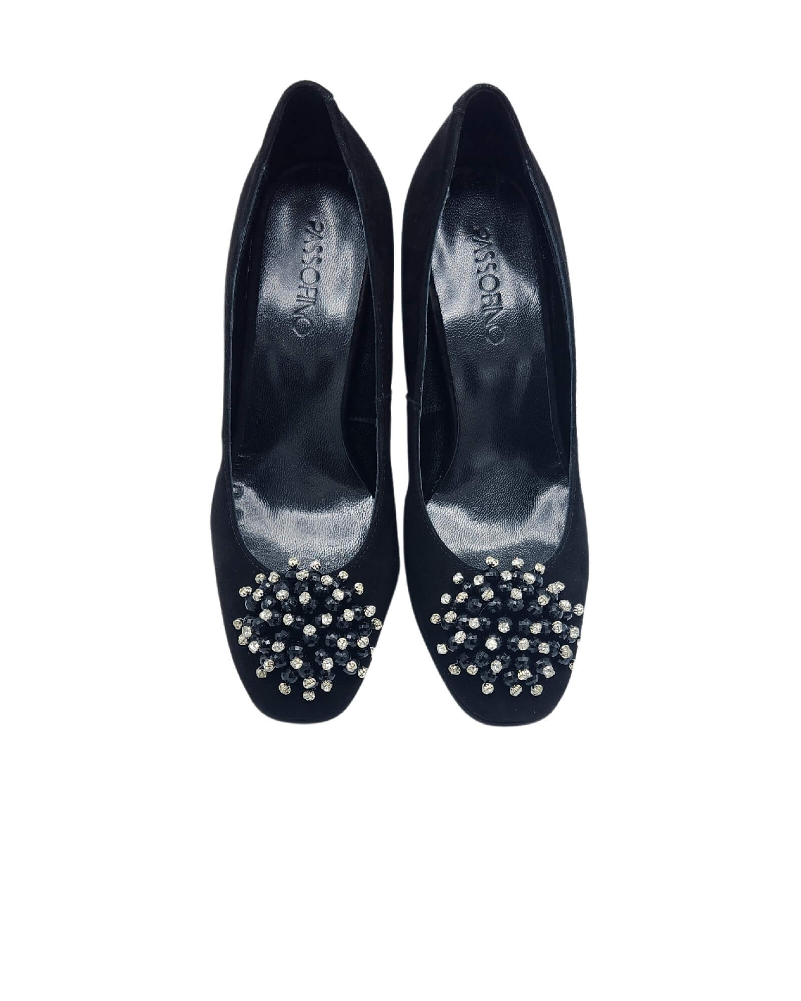 Pantofi din piele intoarsa cu accesoriu Marina Black