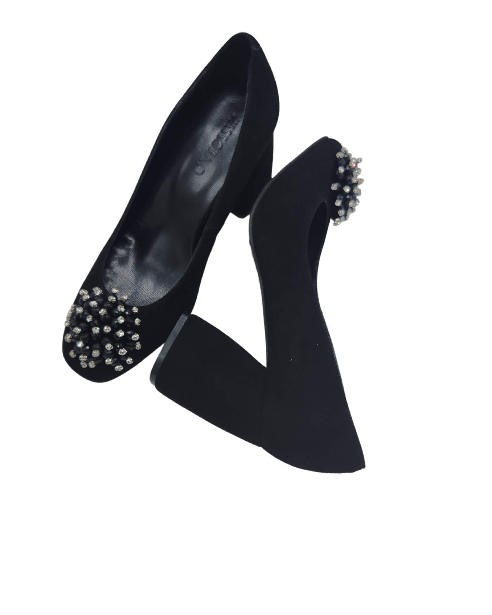 Pantofi din piele intoarsa cu accesoriu Marina Black