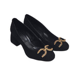 Pantofi din piele intoarsa cu accesoriu Nicole negru