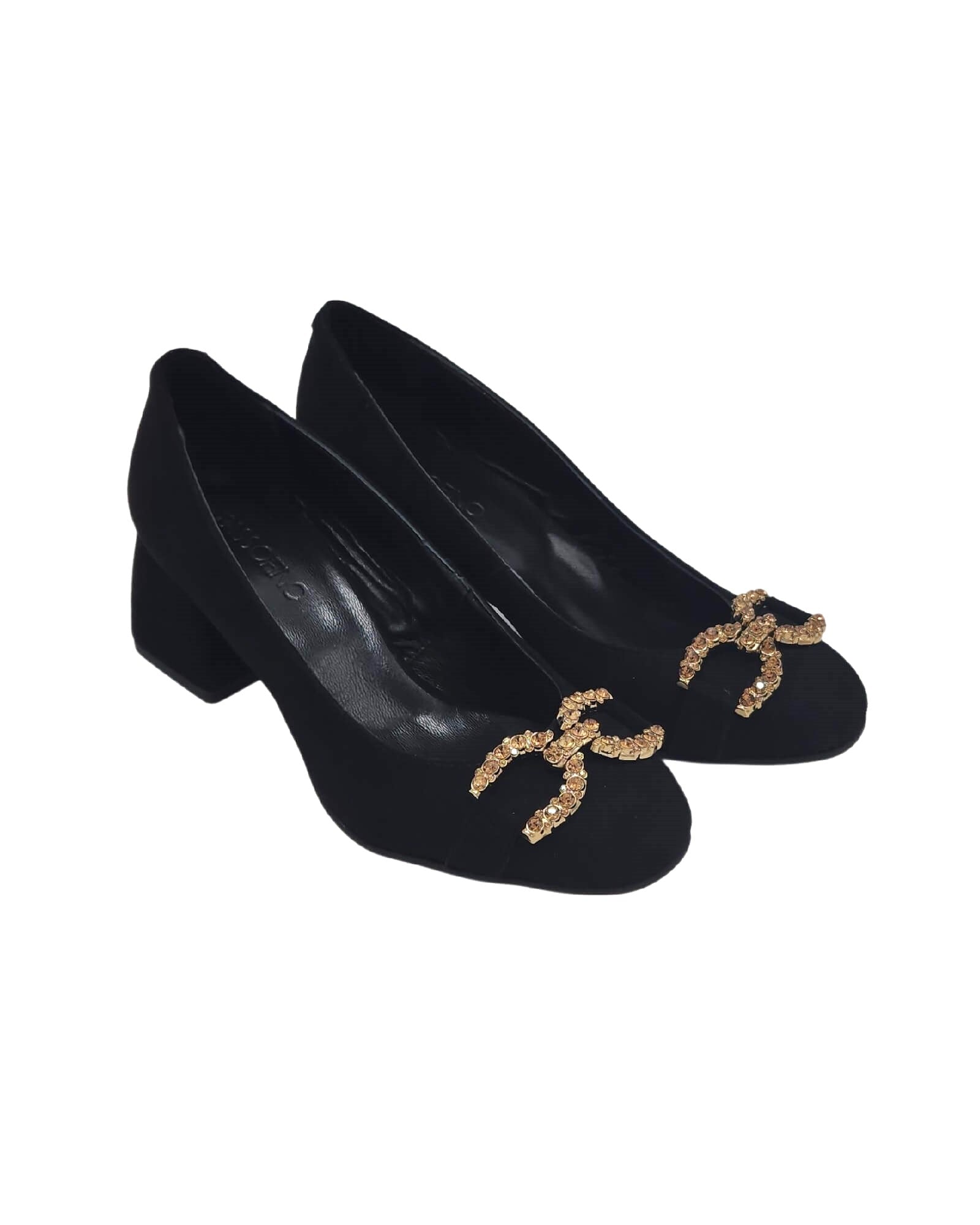 Pantofi din piele intoarsa cu accesoriu Nicole negru