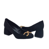 Pantofi din piele intoarsa cu accesoriu Nicole negru