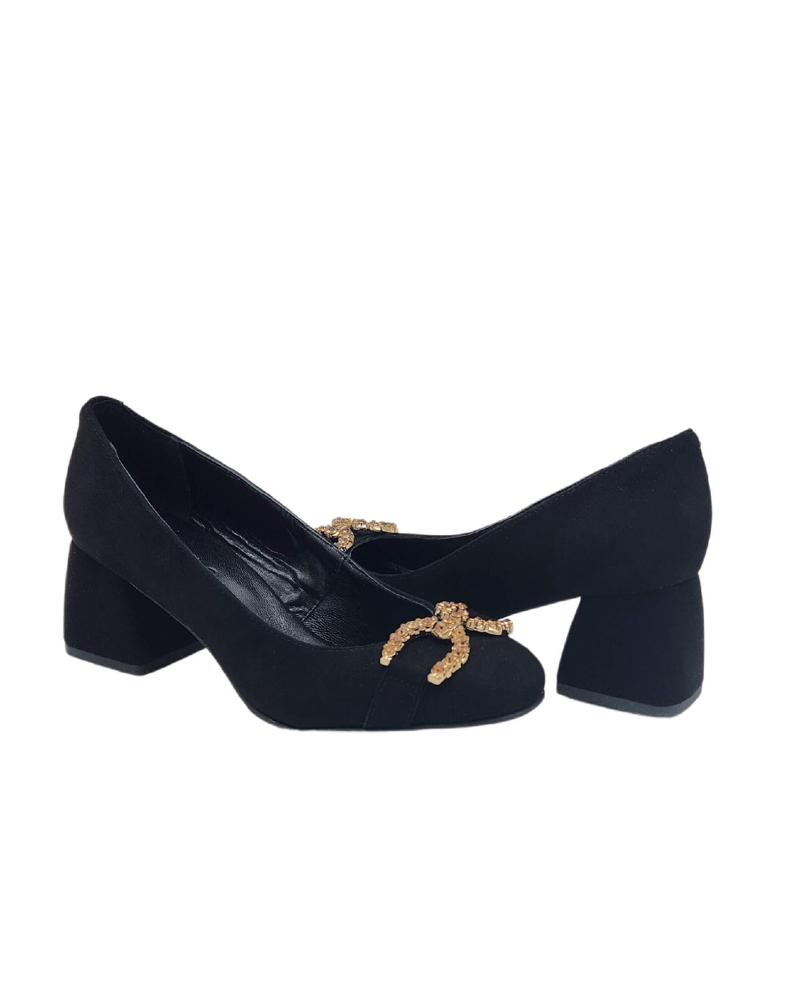 Pantofi din piele intoarsa cu accesoriu Nicole negru