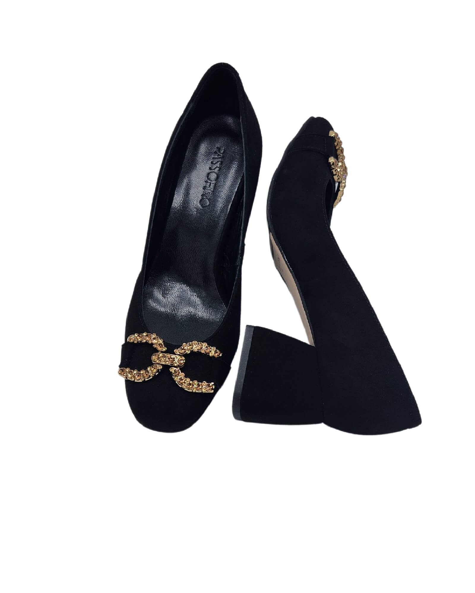 Pantofi din piele intoarsa cu accesoriu Nicole negru