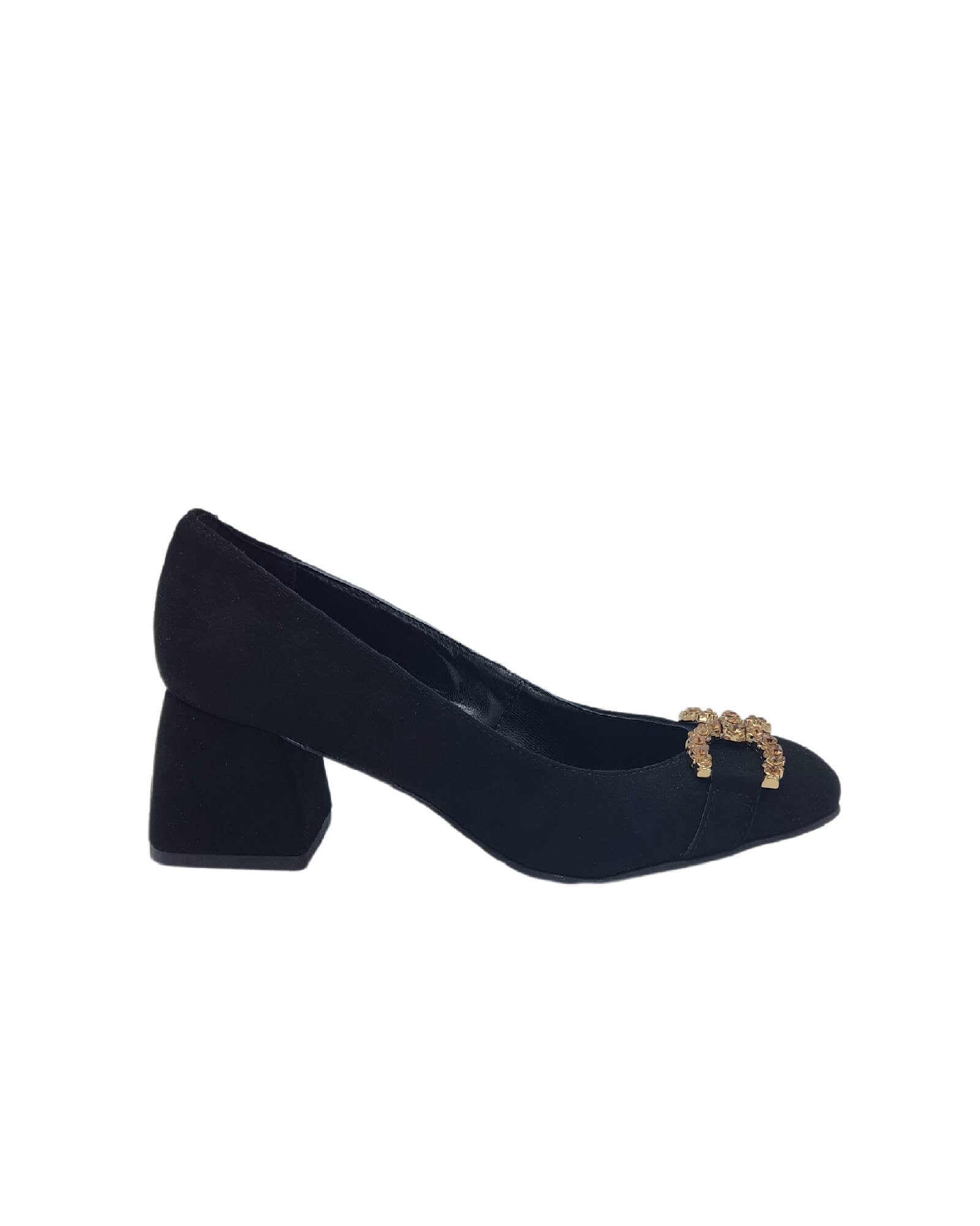Pantofi din piele intoarsa cu accesoriu Nicole negru