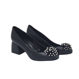 Pantofi din piele neagra cu toc imbracat Giulia