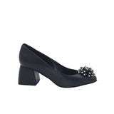 Pantofi din piele neagra cu toc imbracat Giulia