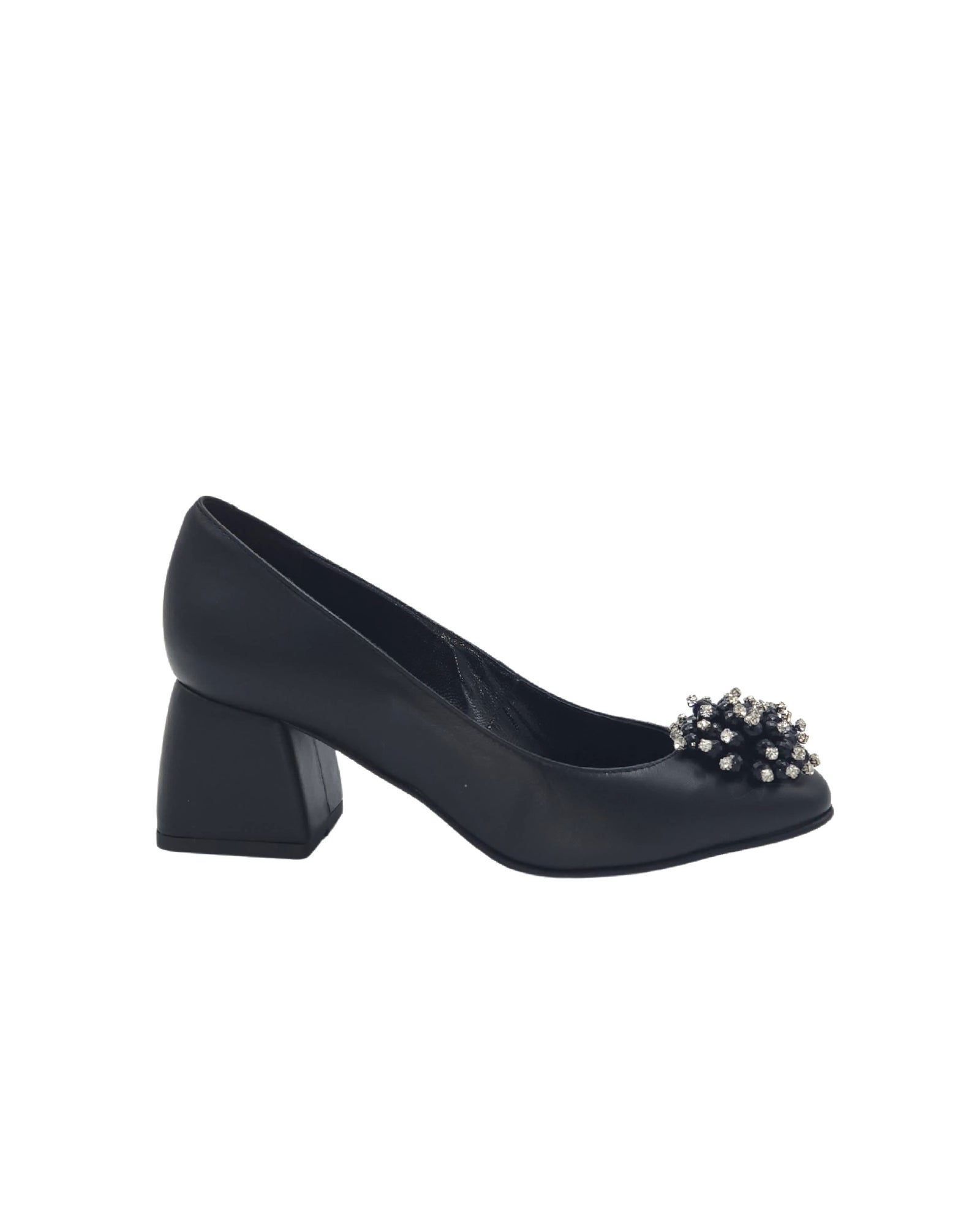 Pantofi din piele neagra cu toc imbracat Giulia
