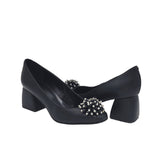 Pantofi din piele neagra cu toc imbracat Giulia
