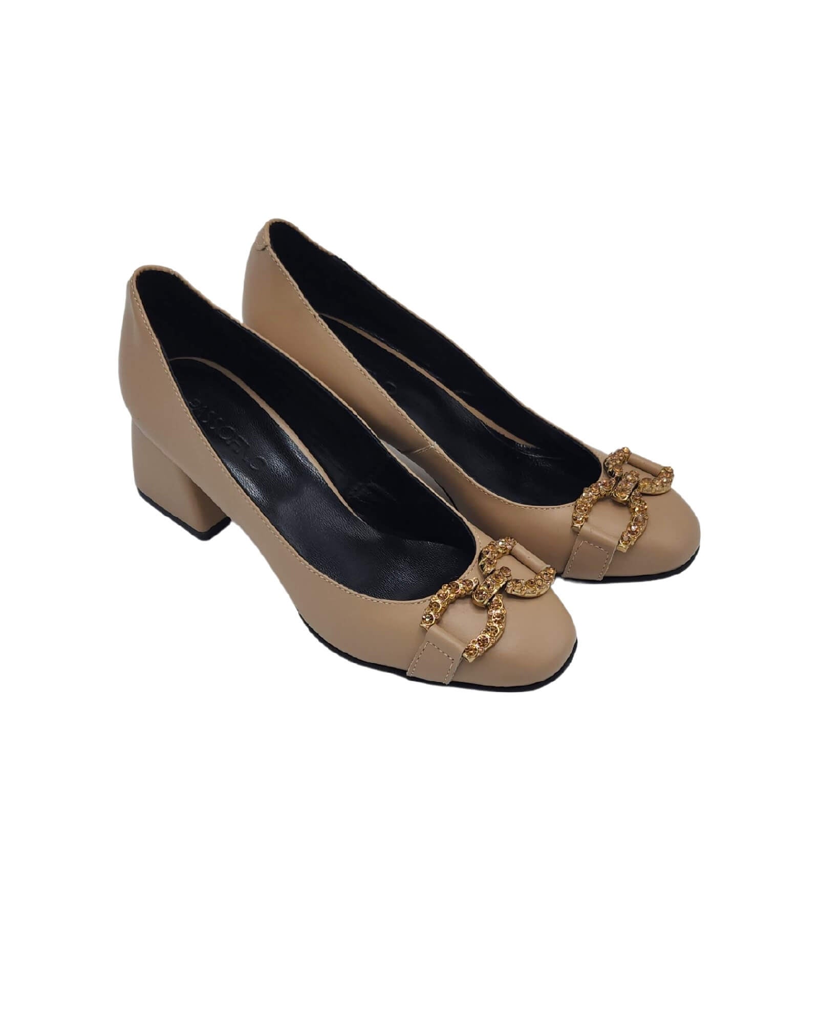 Pantofi din piele soft cu accesorii Nicole cappuccino