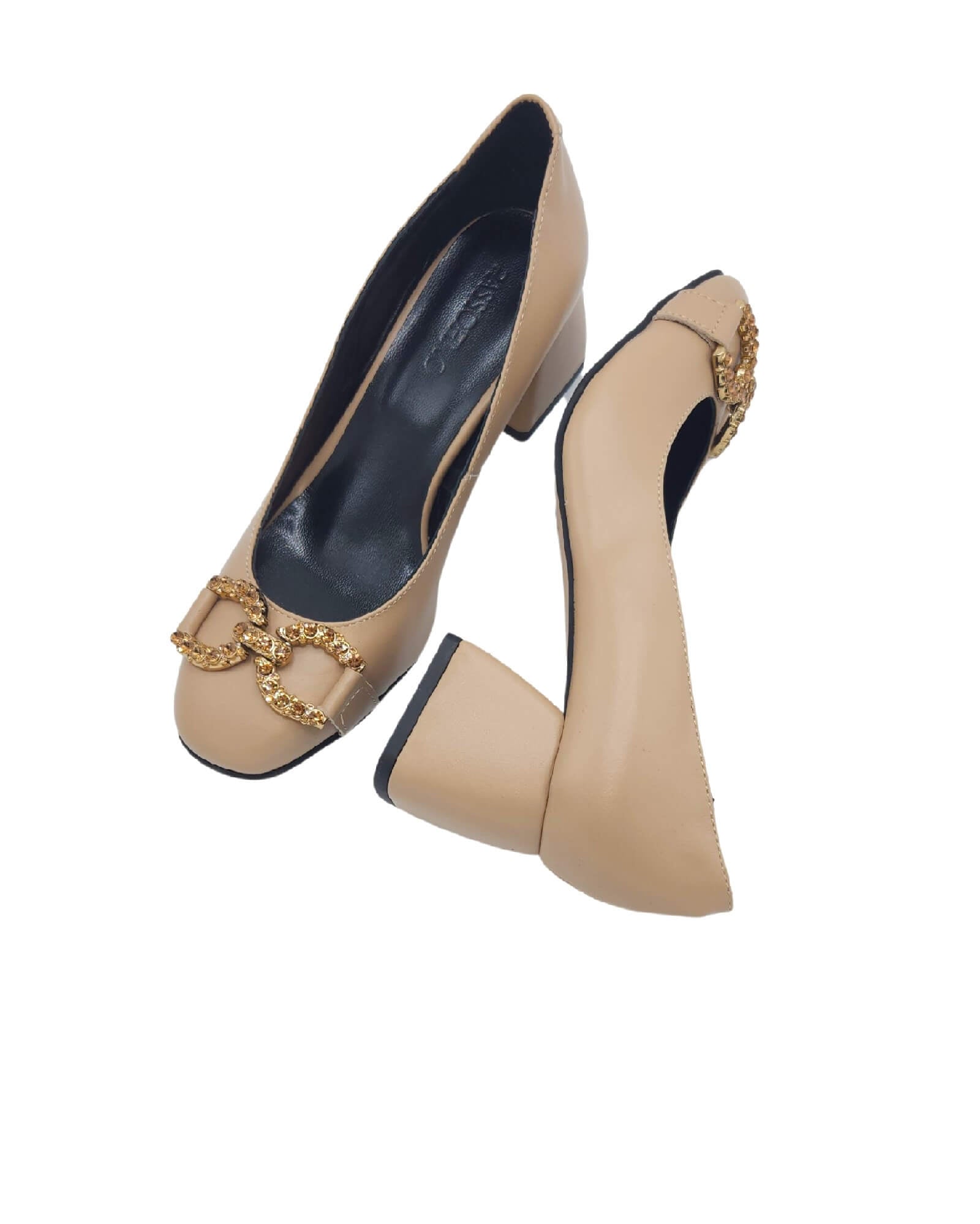 Pantofi din piele soft cu accesorii Nicole cappuccino