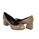 Pantofi din piele soft cu accesorii Nicole cappuccino