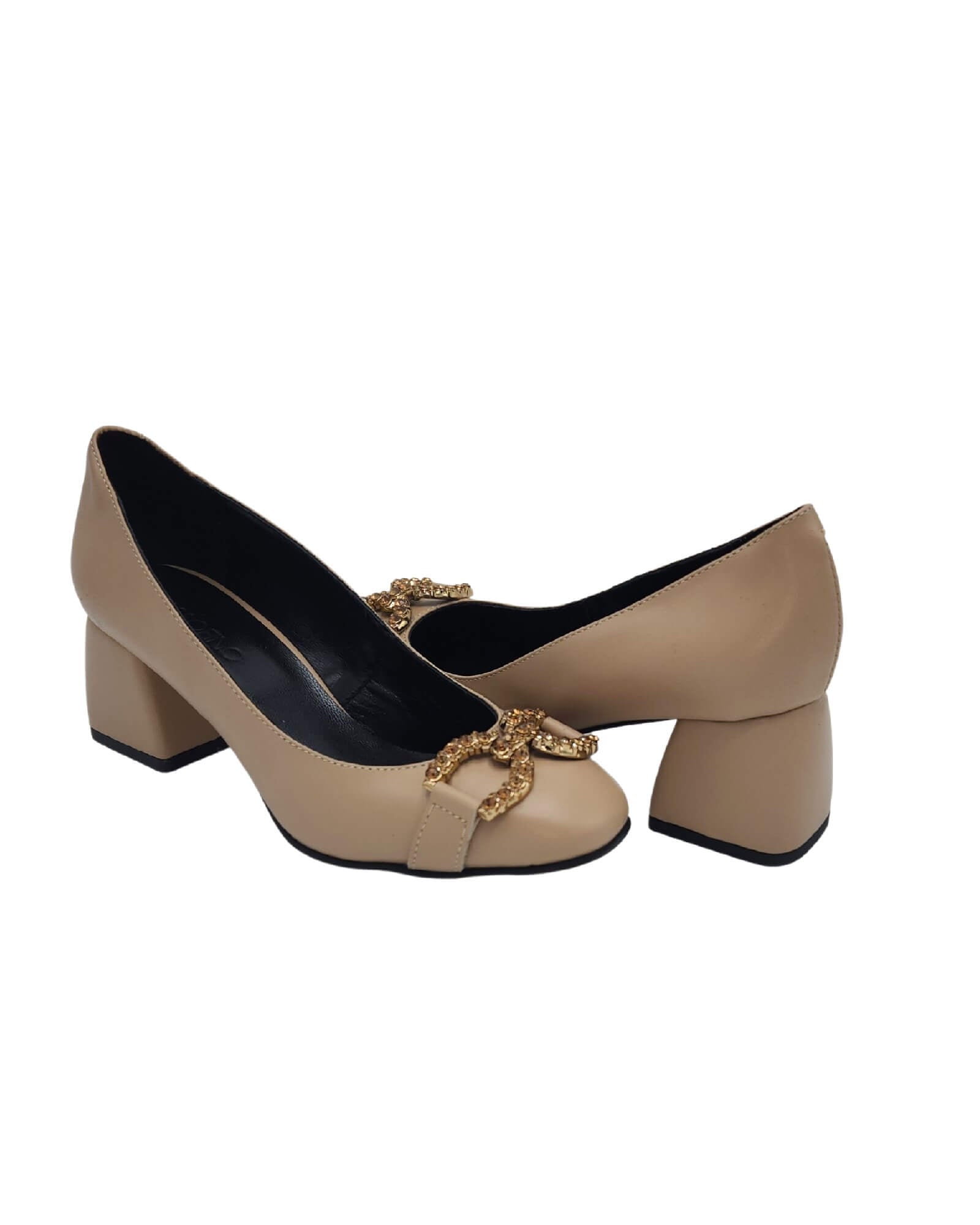 Pantofi din piele soft cu accesorii Nicole cappuccino