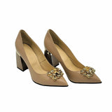 Pantofi eleganti cu accesoriu PF309-12 cappuccino