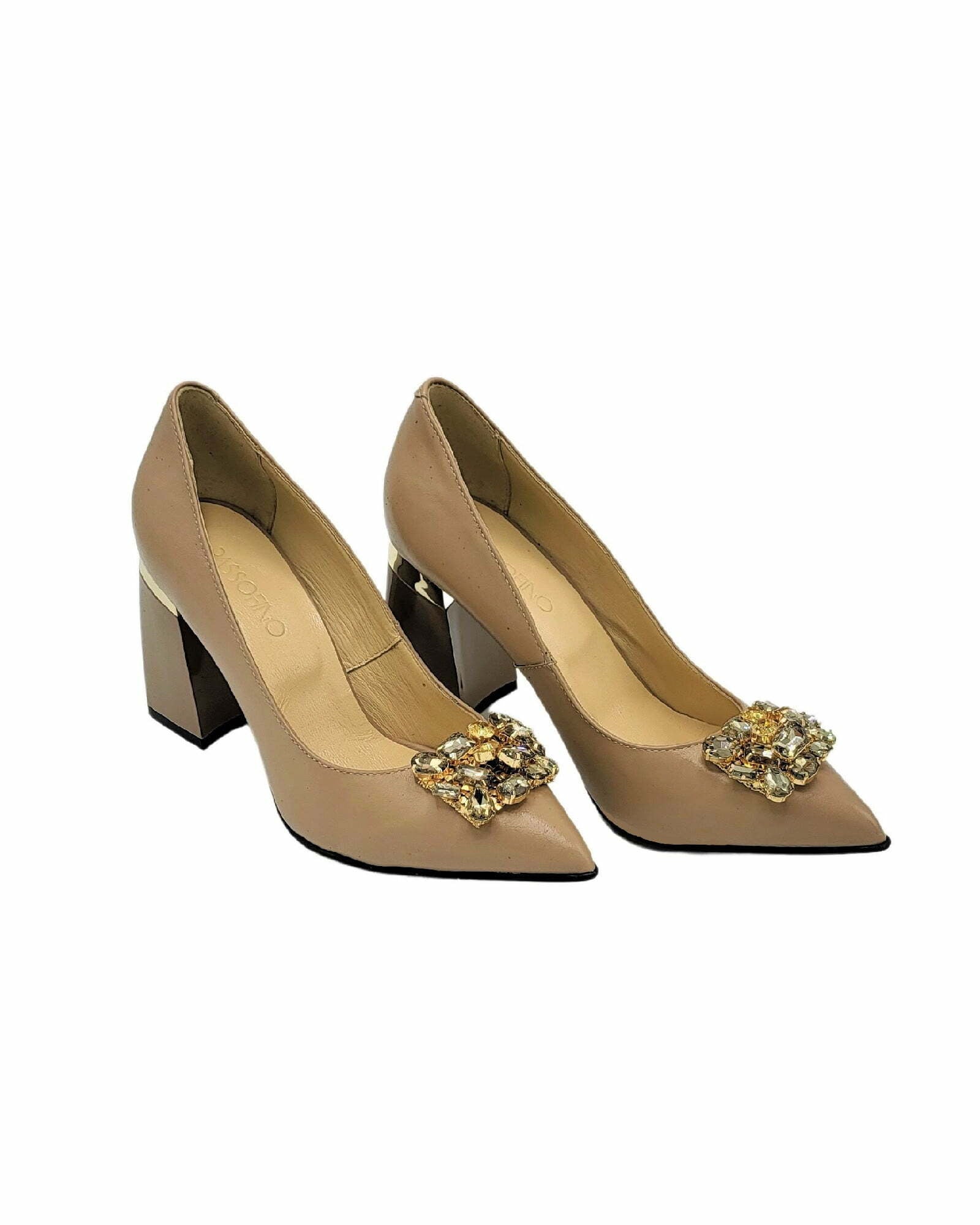 Pantofi eleganti cu accesoriu PF309-12 cappuccino
