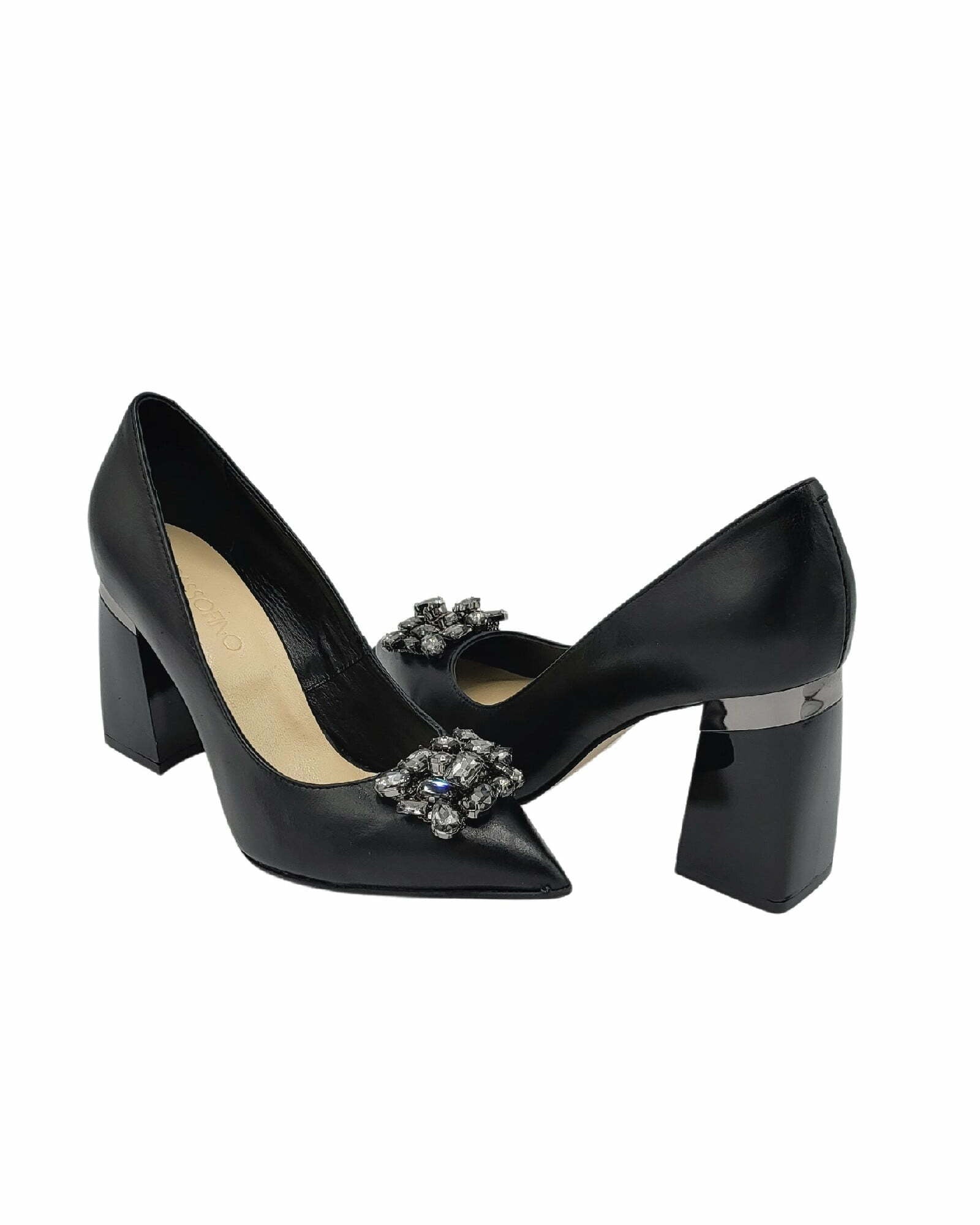 Pantofi eleganti cu accesoriu PF309-12 negru