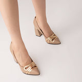 Pantofi eleganti cu insertii aurii Regal cappuccino