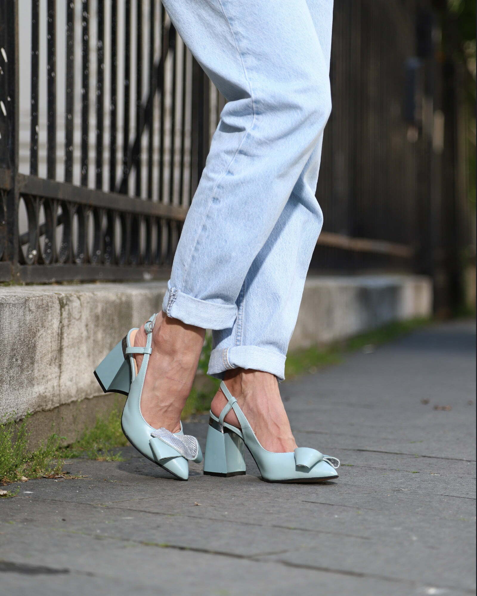 Pantofi eleganti decupati Jamila Mint