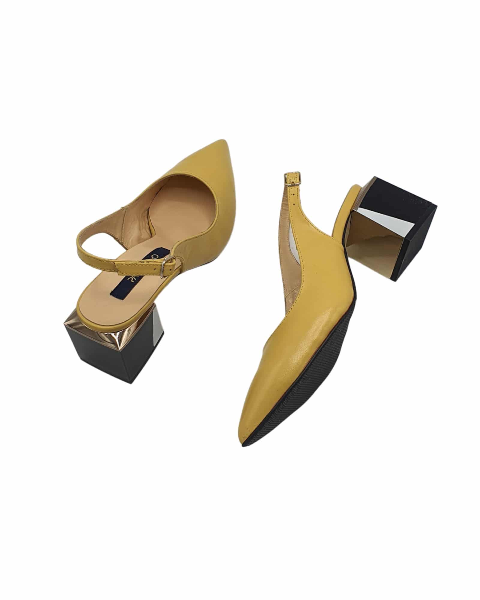 Pantofi eleganti decupati Mind Yellow