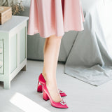 Pantofi eleganti fucsia cu accesoriu Lora