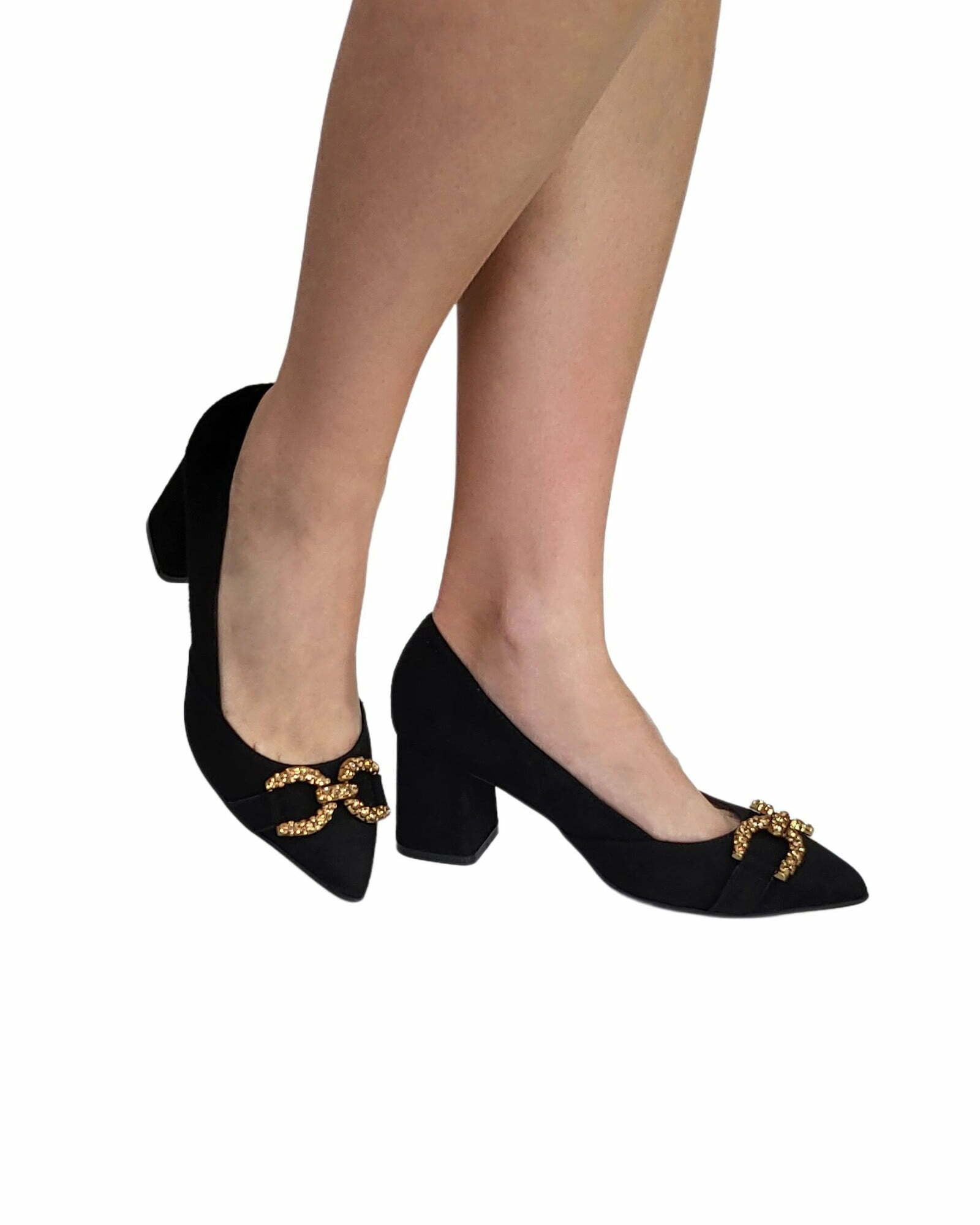 Pantofi eleganti-office cu accesoriu PF168-21 negru