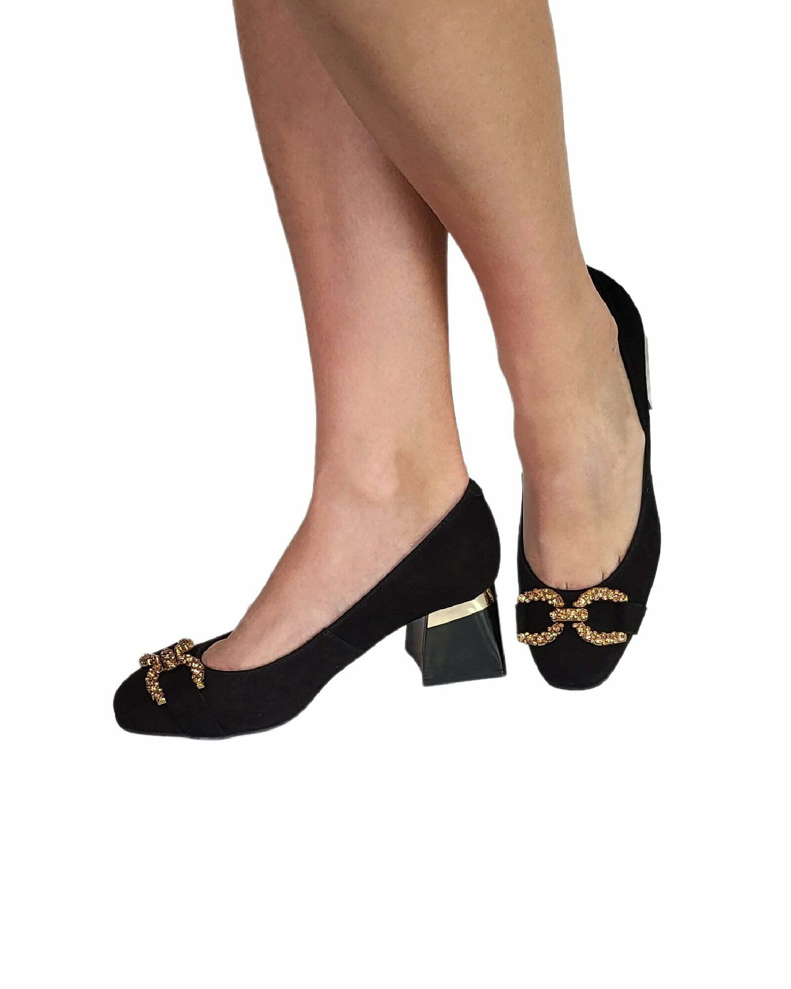 Pantofi office comozi cu accesoriu PF303-10 negru