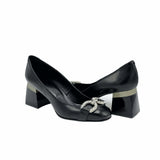 Pantofi office comozi cu accesoriu PF303-10 negru piele