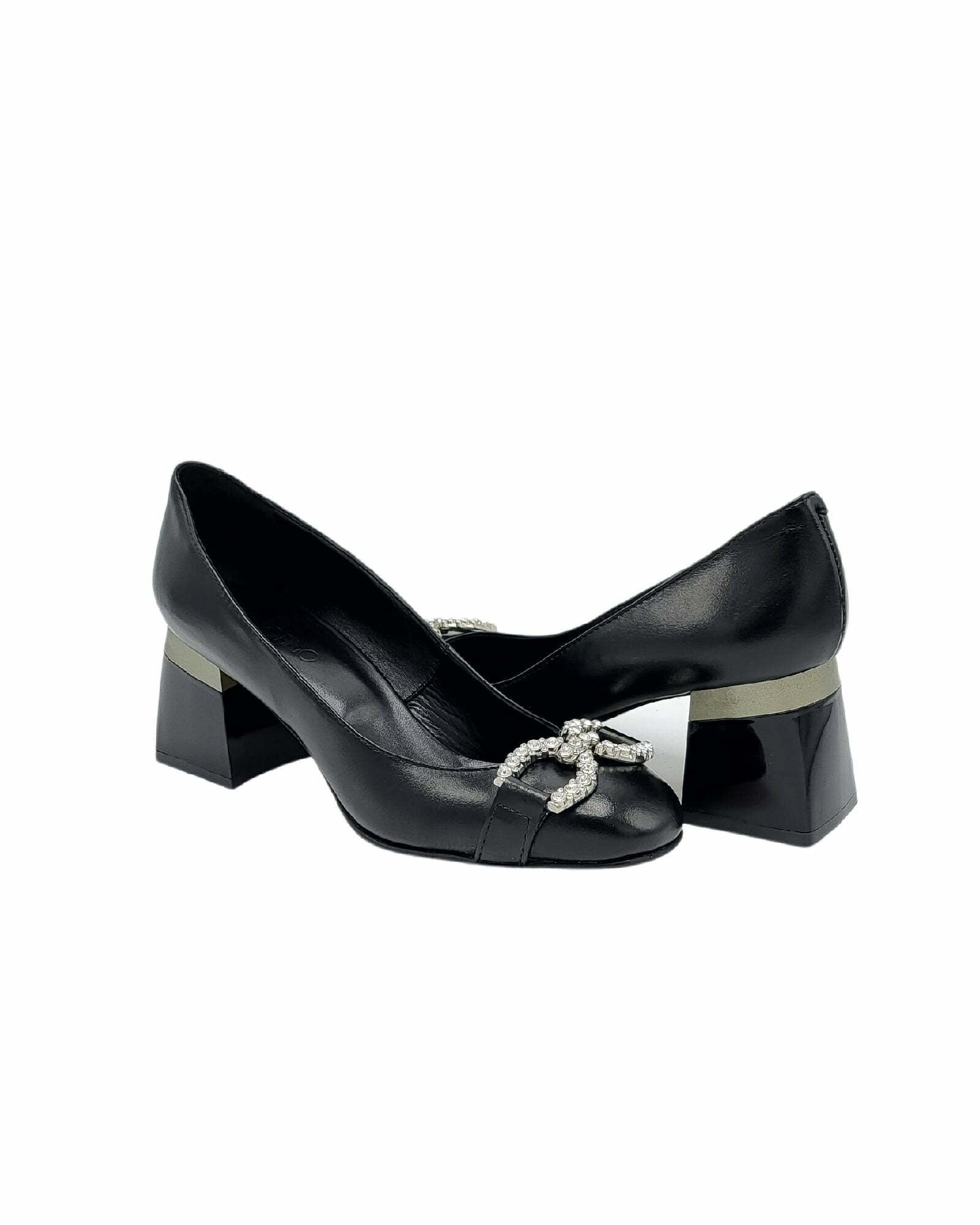 Pantofi office comozi cu accesoriu PF303-10 negru piele