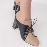 Pantofi office cu siret PF008-2 Cappuccino