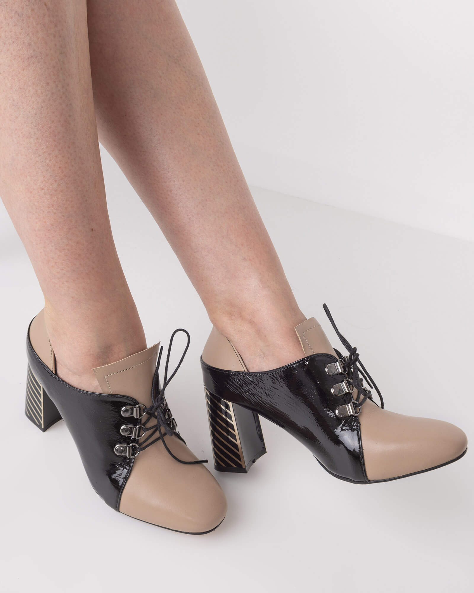 Pantofi office cu siret PF008-2 Cappuccino
